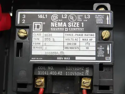 Square D HBS8536SCL480 MCC Bucket Motor Starter 10Hp Size 1 Disconnect 600V 3Ph