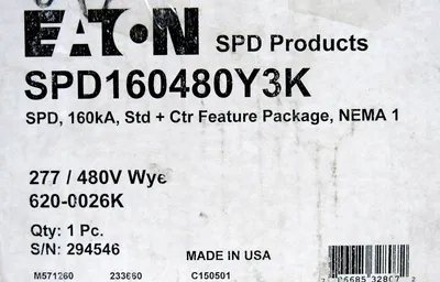 NEW EATON SPD160480Y3K PANELBOARD SURGE PROTECTOR 620-0026K
