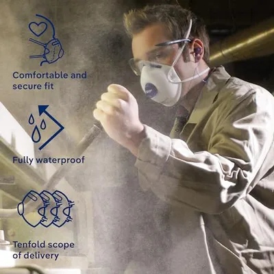 Dräger X-plore 1350 V N95 Particulate Respirator with Exhalation Valve, 10 Pack, Size M/L, NIOSH-Certified, Disposable Dust Mask, Adjustable Head Harness, Low Breathing Resistance