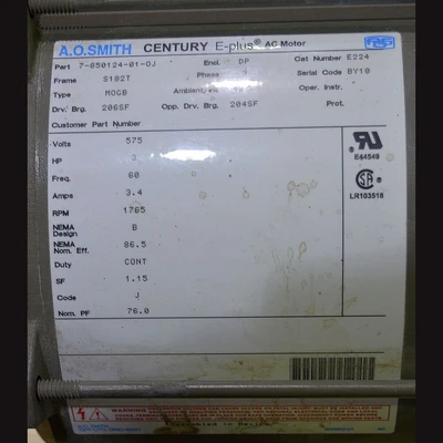A.O. Smith 3 HP Motor