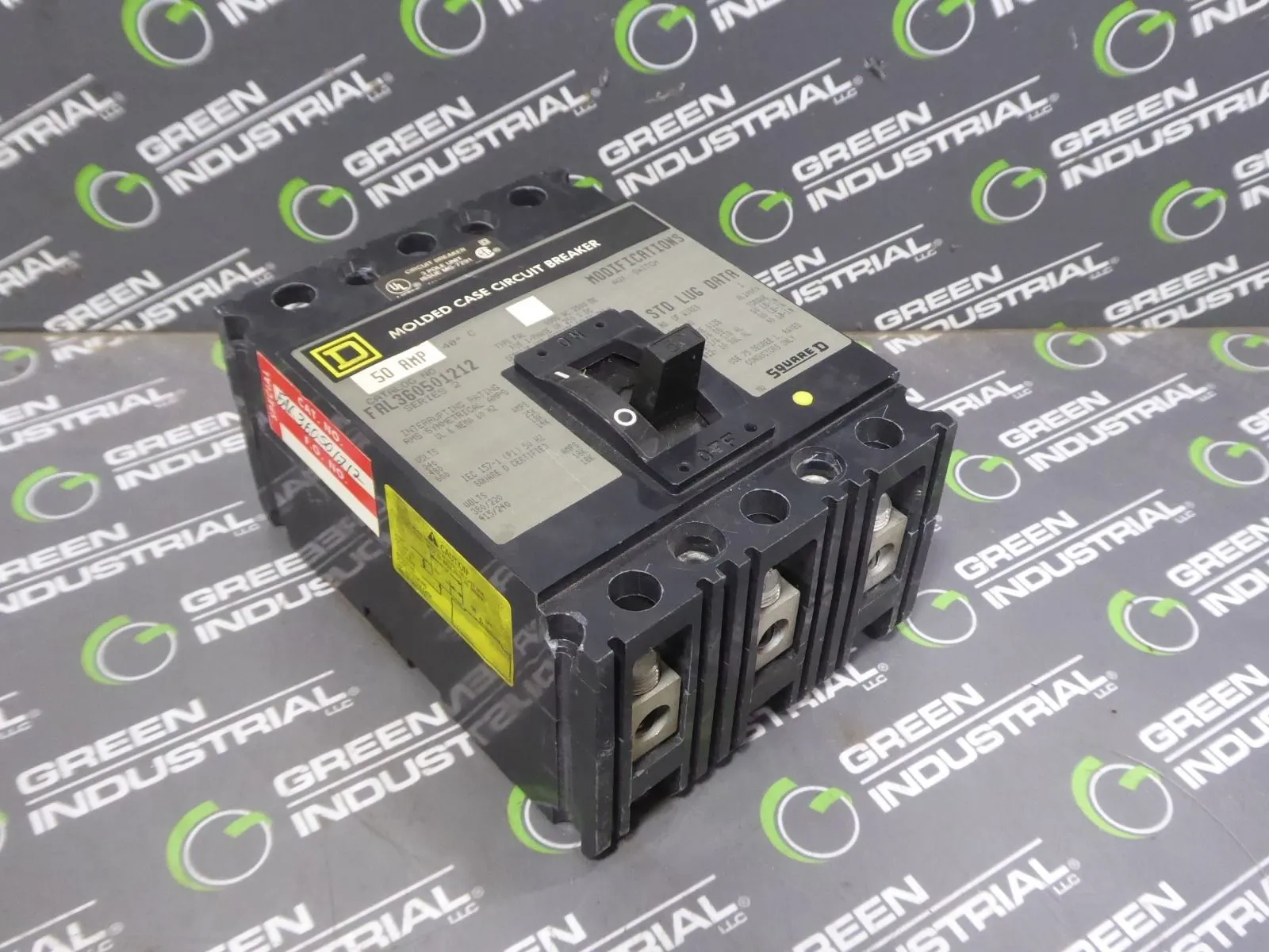 Square D FAL360501212 Circuit Breaker 50 Amps 600VAC w/ Auxiliary Switch Used