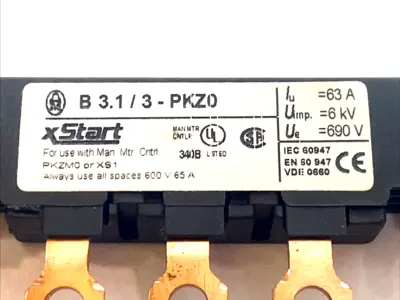 USED EATON MOELLER XSTART 3‑POLE 63A BUS BAR FOR PKZ0 MOTOR PROTECTORS