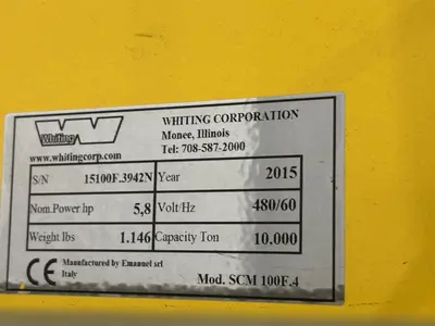 80,000 LBS WHITING MODEL #SCM-100F.4 PORTABLE RAIL ROAD LIFT JACKS, 2015: STOCK #23685