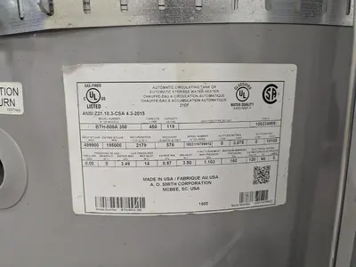 USED A.O. SMITH CORPORATION BTH-500A 300