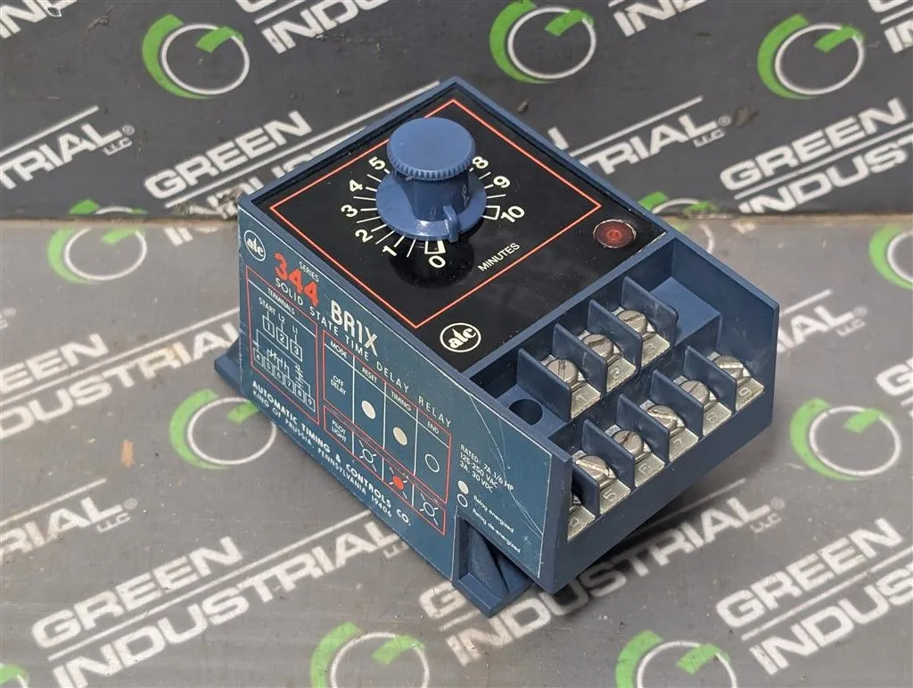 atc 344 BR1X Solid State Time Delay Relay 0-10 Minutes 125-250VAC Used