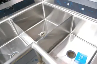 142-0027 48 Inch x 80 Inch Corner 3 Bowl Heavy Duty Stainless Sink