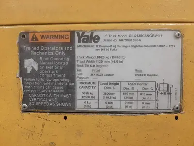 USED YALE GLC135 – 13500 LB. PROPANE FORKLIFT