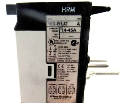 USED ALLEN BRADLEY 193-B1J2 OVERLOAD RELAY SER.A 193B1J2