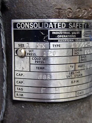 Dresser 1990C-1 Consolidated Safety Relief Valve Size 1 120 PSI New