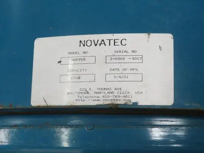 Used NOVATEC 2-0900-4007 Hopper Dryers Texas US | Aucto #1461131