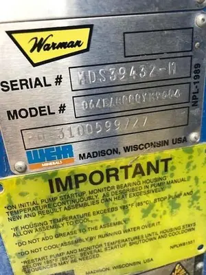 Warman Size 6/4 Slurry Pump (New)
