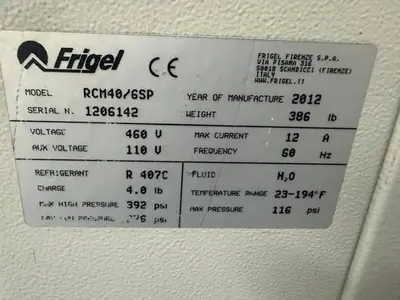 Used 2012 FRIGEL RCM40/6 SP Temperature Controls Massachusetts US | Absolute Machinery #1349140