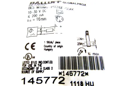NEW BALLUFF BES M18MG-PSC16F-S04K INDUCTIVE SENSOR BESM18MGPSC16FS04K BES0070