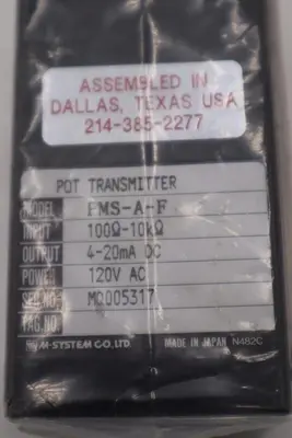 NEW M-SYSTEM PMS-A-F 120VAC POT TRANSMITTER  NSMP STOCK L-437-C