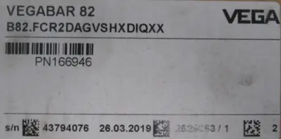 NEW VEGA VEGABAR82 PRESSURE TRANSMITTER B82FCR2DAGVSHXDIQXX PN166946