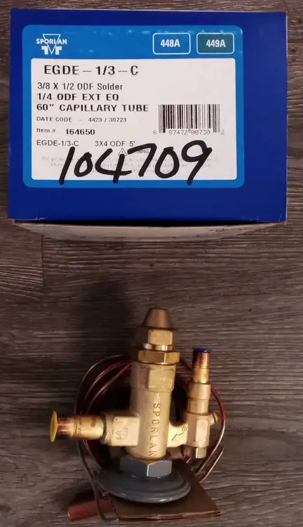Used Sporlan Sporlan thermostatic expansion valve Edge -1/3-C PN(164650) Pump & Valve Parts US | Infinity wholesale & Supply LLC #1305747