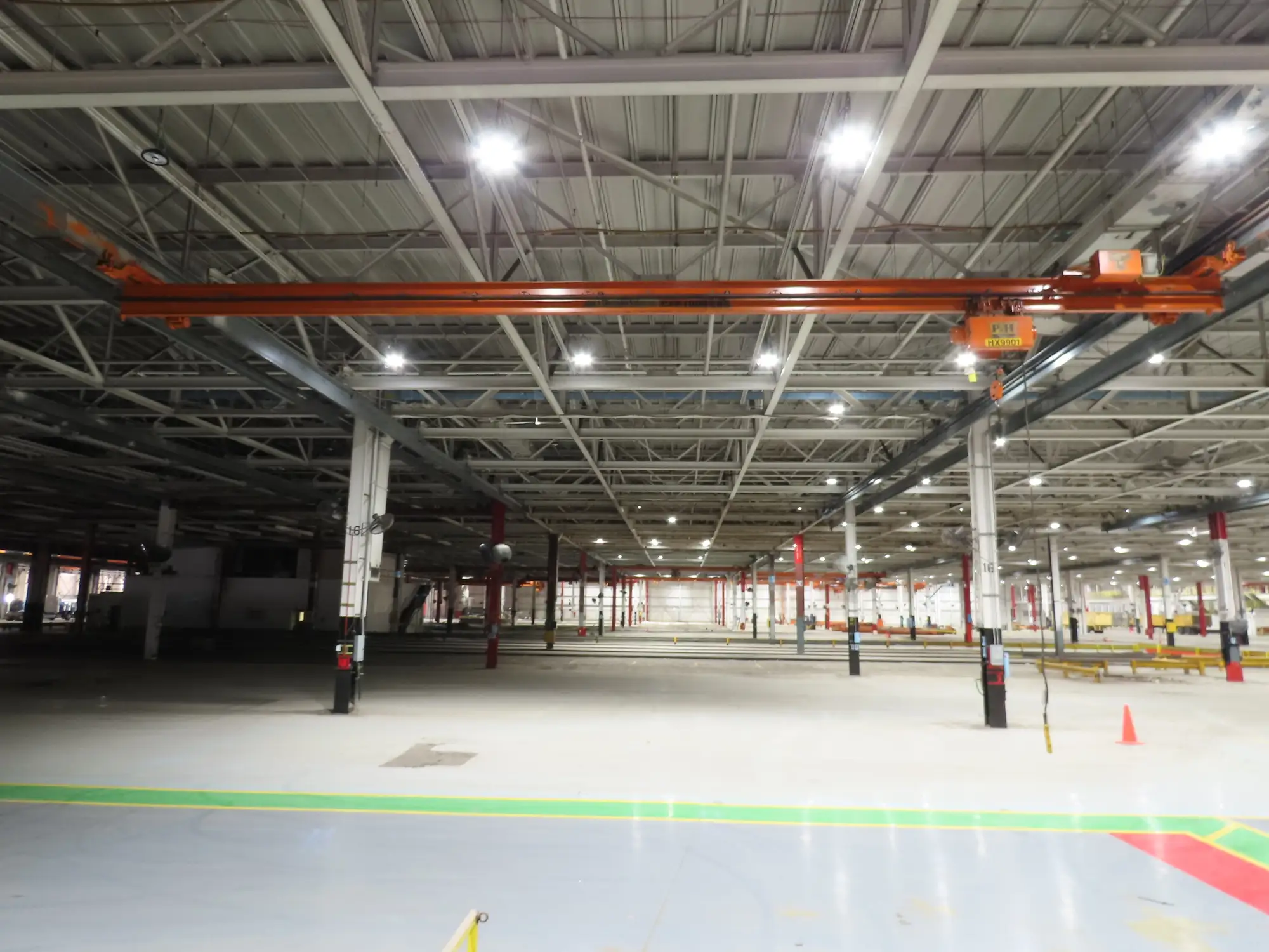 Cleveland Tramrail P&H 1/2 Ton Single Girder Underhung Bridge Crane 45' 10" Span