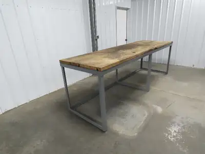 Wood Top Tool Bench Work Table 10' Long 36" Wide 38-1/2" High 1-3/4" Top