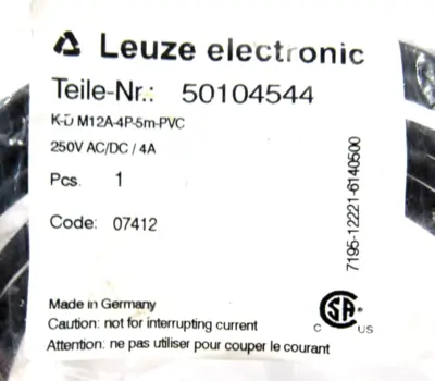 NEW LEUZE HRTR 25/66-300-S12 DIFFUSE SCANNER W/50104544 CABLE HRTR2566300S1