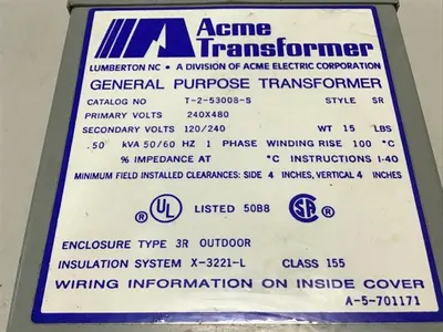 Used ACME TRANSFORMER T-2-53008-S Transformers Michigan US | Ideal Machinery #600300