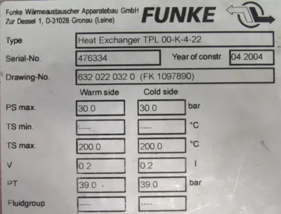 NEW FUNKE TPL00-K-4-22 HEAT EXCHANGER TPL00K422