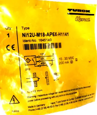 NEW TURCK NI12U-M18-AP6X-H1141 SENSOR 1645140 NI12UM18AP6XH1141