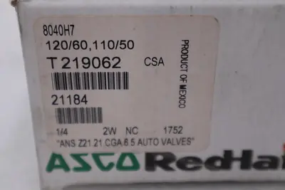 NEW ASCO REDHAT 8040H7 110/120V 15PSI 1/4" NSNP STOCK H617A