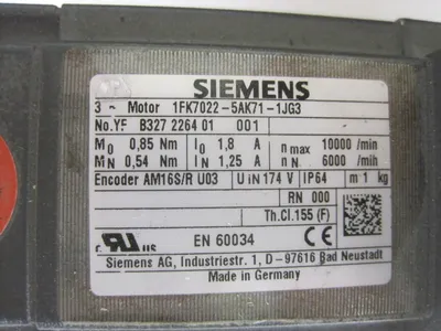 NEW SIEMENS 1FK7022-5AK71-1JG3 SERVO MOTOR