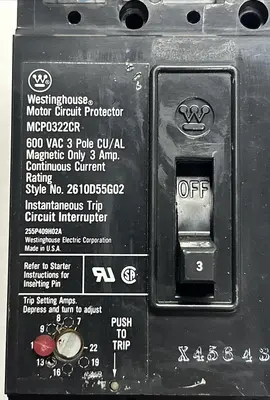 Used WESTINGHOUSE MCP0322CR Miscellaneous Equipment (Electrical & Power) Ohio US | Surplus Asset Holdings #1209982