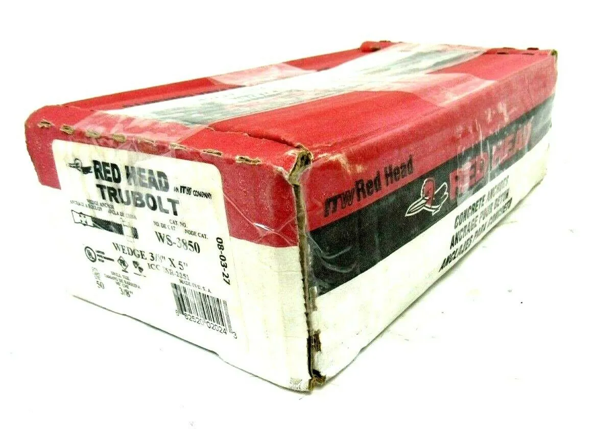 NEW BOX OF 50 HILTI WS-3850 TRUBOLT WEDGE ANCHOR 3/8" x 5" WS3850