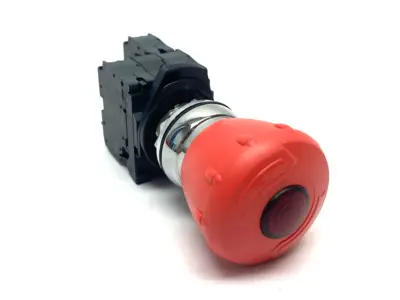 USED ALLEN-BRADLEY ILLUMINATED 22MM EMERGENCY TWIST-TO-RELEASE PUSHBUTTON ASSEMBLY