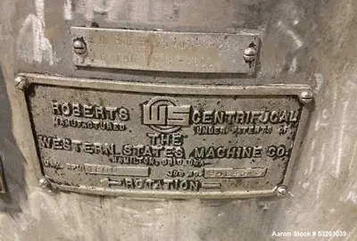 Used WESTERN STATES G-16 Basket Bottom Dump Centrifuges Illinois US | Aaron Equipment #1240981