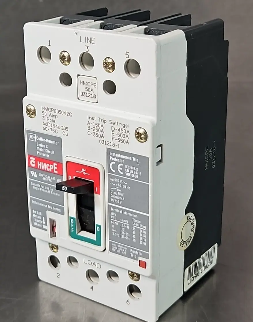Cutler Hammer HMCP050K2C Molded Case Circuit Breaker 3P 50A (BIN433)