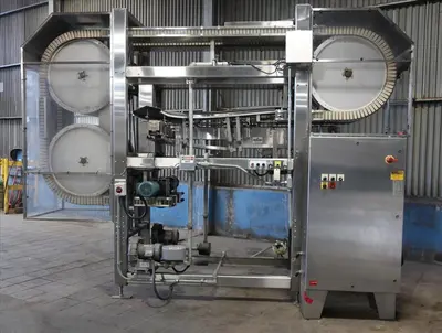 SPC8370  Can and Bottle Cleaning Machine Nercon air type bottle cleaner up-swing gripper air rinser lowerator, up to 125 fpm, Stainless Steel