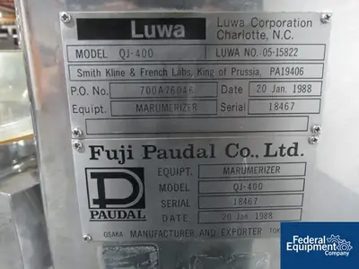 USED Fuji Paudal FUJI PAUDAL MARUMERIZER Spheronizer, Model QJ-400, S/S