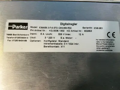 Used PARKER 638A/063F0STOCAN000RD2 Servo Drives Ohio US | HGR 24 #1572191