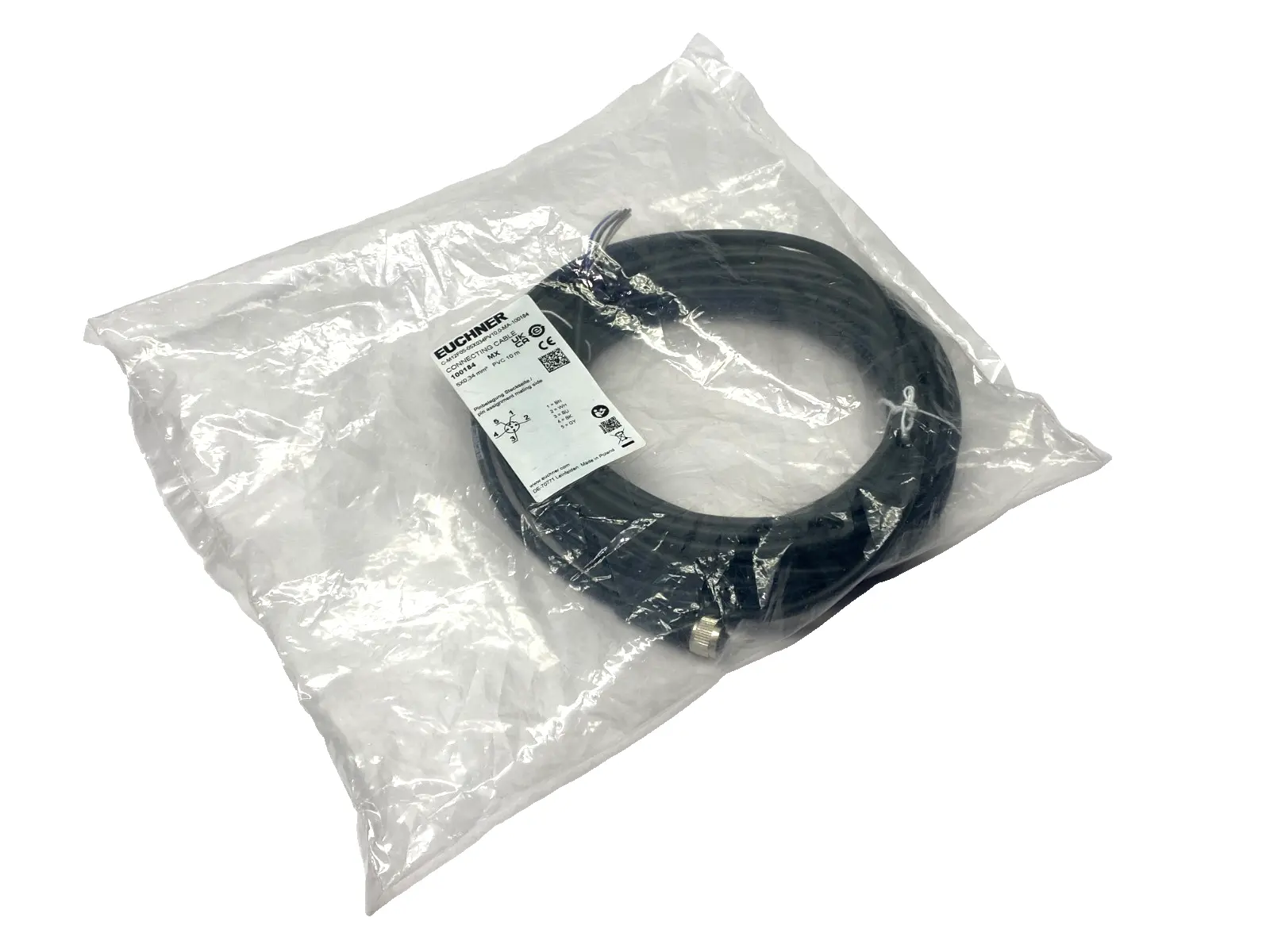New | in-Stock Euchner Connecting Cable M12 5-Pin 10m 100184 Cable & Wire Michigan US | Maverick Industrial Sales #1391296