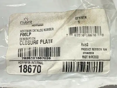 F66LP | Hoffman  Closure Plate Hinged-Cover Lay-In Wireway 6" x 6" Gray Steel - New