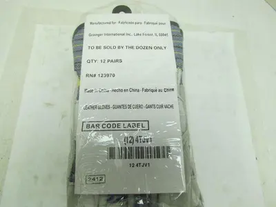 Condor 4TJV1 Size Medium Premium Leather Palm Gloves Cow Split Grey 12 Pair