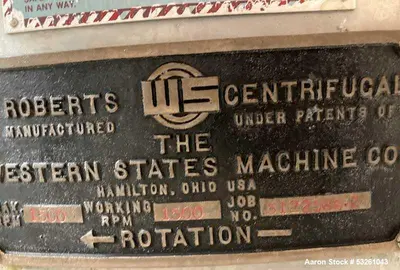Used WESTERN STATES G-16 Basket Bottom Dump Centrifuges Illinois US | Aaron Equipment #1240990