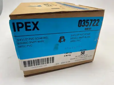New | in-Stock Ipex Xirtec PVC Reducer Bushing 3/4" x 1/2" White Plumbing Equipment Michigan US | Maverick Industrial Sales #1495986