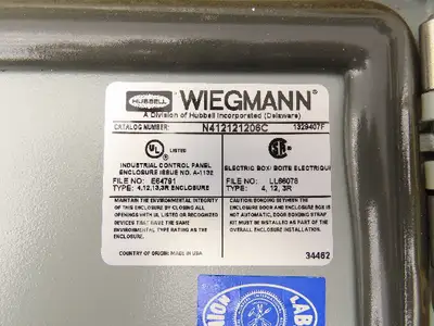 Wiegmann N412121206C Electrical Enclosure 12x12x6" Hinged Door Nema 3R