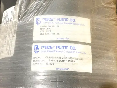 New | in-Stock PRICE PUMP CO. CLOSE COUPLED CENTRIFUGAL PUMP 3600RPM Pumps | Maverick Industrial Sales #1104190