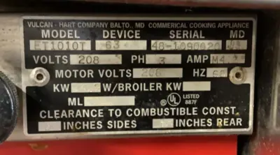 152-0769 Vulcan ET1010T Electric Convection Oven