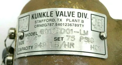 NEW KUNKLE 6010ED01-LM0075 RELIEF VALVE 6010ED01LM 6010ED01LM0075