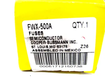 NEW BUSSMANN FWX-500A SEMICONDUCTOR FUSE FWX500A