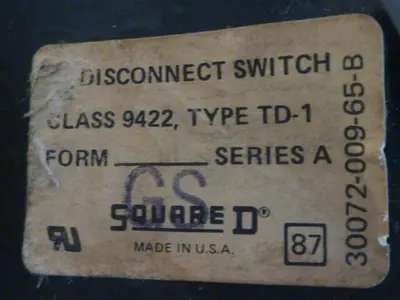 USED SQUARE D 9422-TD-1