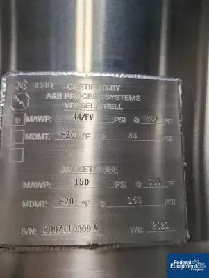 USED A&M Process 500 Liter A&B Process Receiver Tank, 316 S/S, 44/150#