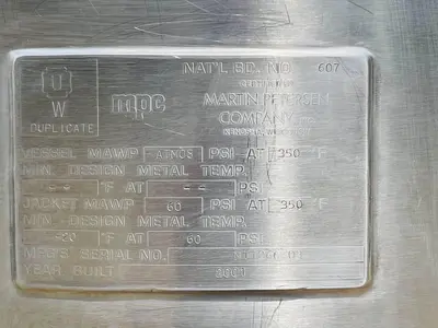 Martin Petersen Co. 33 Gallon Stainless Steel Jacketed Mix Tank