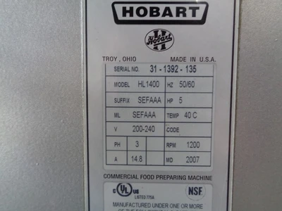 Used 2007 HOBART HL1400 Planetary Mixers California US | BakeryEquipment.com #1555084
